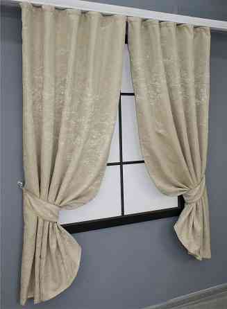 Комплект коротких штор VR-Textil Льон мармур Pavliani № 1368ш 130х170 см 2 шт Бежево-сірий (35-0058) Київ