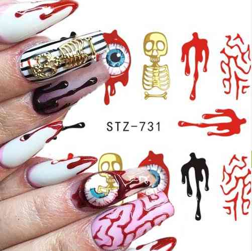 Водні наклейки для нігтів Хелловін 5 на 6 см різнобарвний Київ