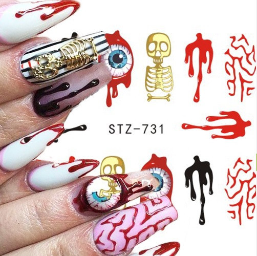 Водні наклейки для нігтів Хелловін 5 на 6 см різнобарвний Київ - фото 2