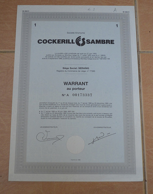 Акция. Бельгия . 1989 год №00173337 (1.88) Полтава - изображение 1