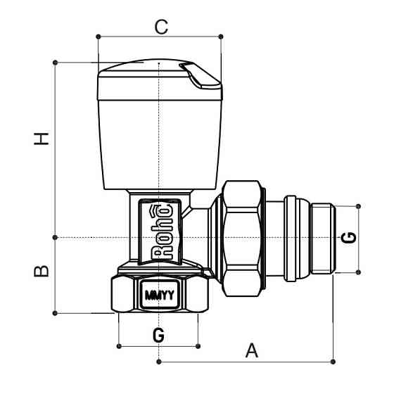 Кран радіаторний Roho R5550-050 - 1/2" кутовий   ( RO0128 ) 26212 Харків
