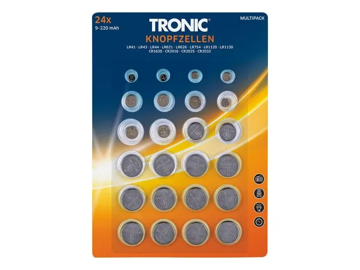 Батарейки таблетки 24 шт. TRONIC 12 типов: LR41/LR43/LR44/AG1/AG4/AG5/CR 2032/CR 2025/CR2016 Полтава - фото 1
