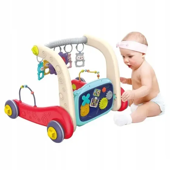 Детские ходунки 3в1 с музыкальным бизибордом, пианино с подсветкой и развивающим ковриком Коломыя