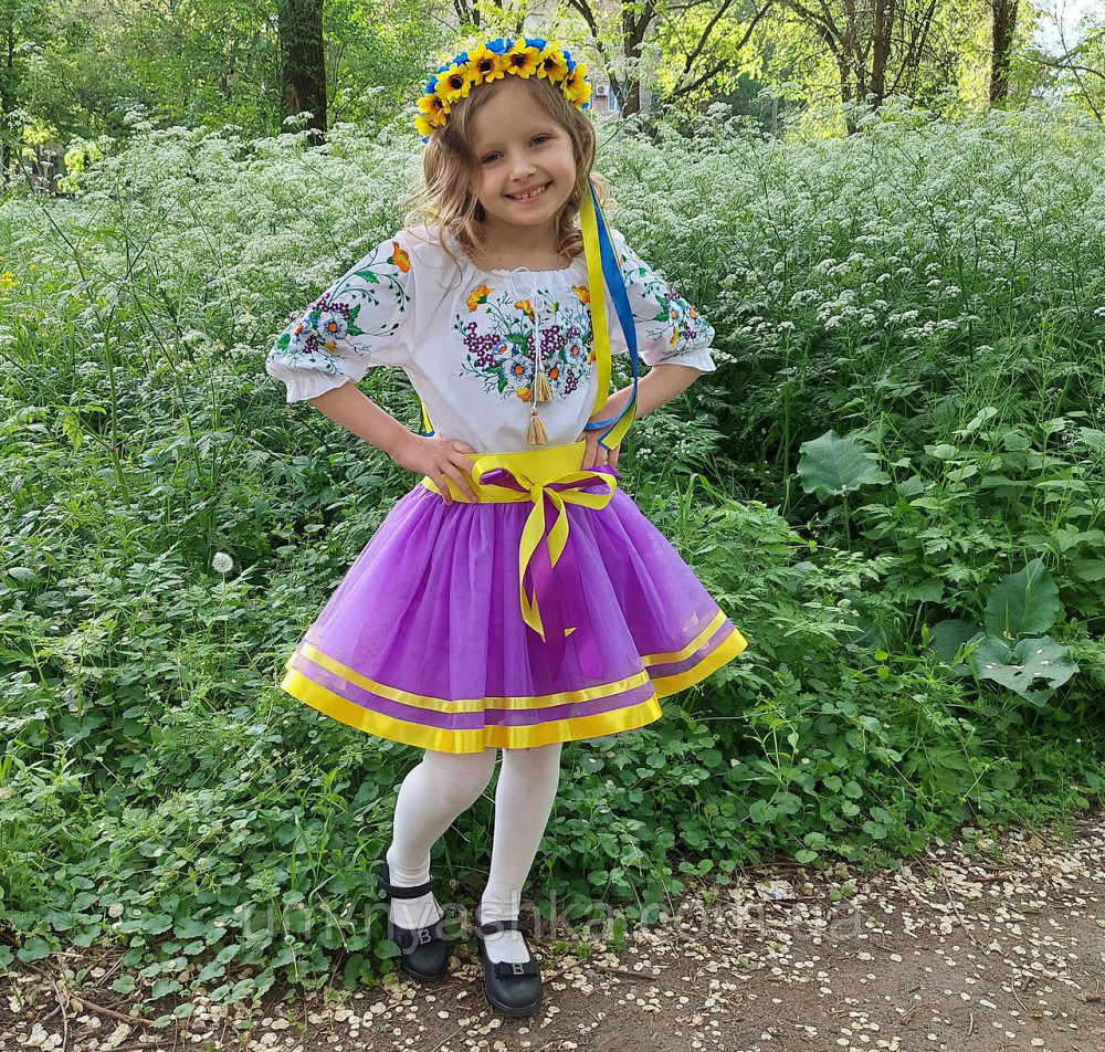Вишиванка фіолетова для дівчинки Маргаритка 104-122 Кривий Ріг - фото 1