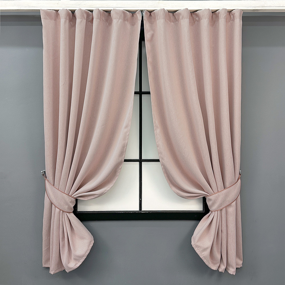 Комплект коротких штор VR-Textil Блекаут двосторонній Eclipsе № 1793ш Пудровий 130х170 см 2 шт (35-0398) Київ - фото 1