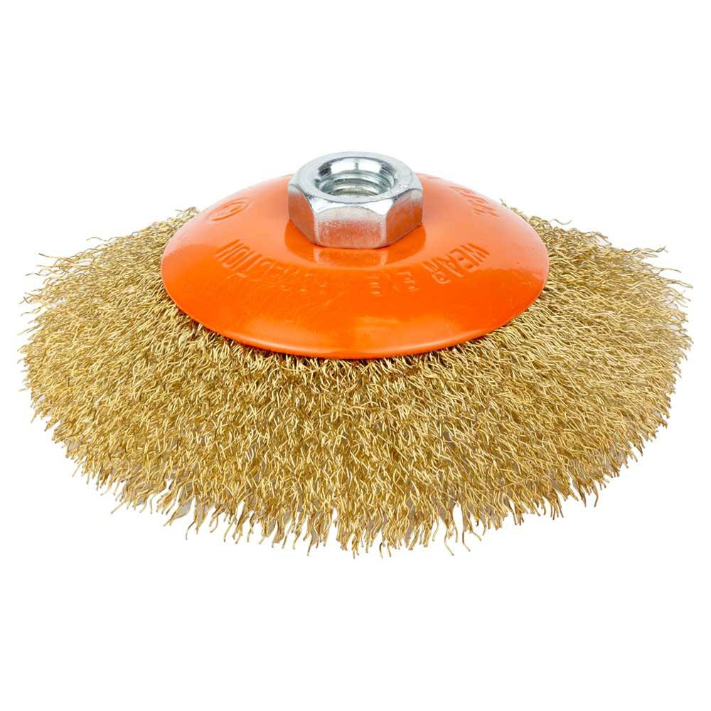 Щетка проволочная конусообразная Ø125мм М14×2мм (латунированная) GRAD (9035125) Киев - изображение 1
