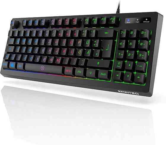 Игровая клавиатура KLAS REMO G076, 90 клавиш, RGB-подсветка, Anti-Ghosting 25 клавиш, QWERTZ, USB, черная Киев