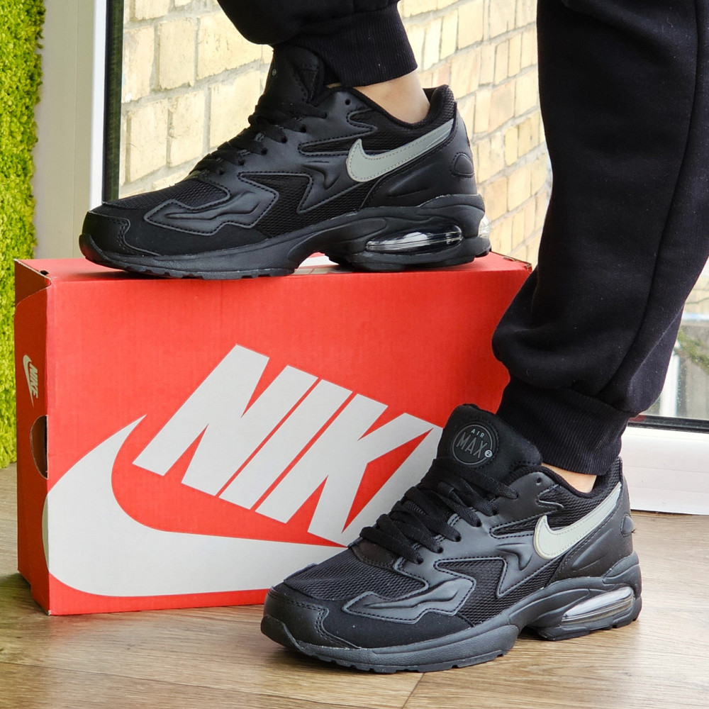 Мужские Чёрные Кроссовки Nike 90 Air Max 2 Кожаные Найк для бега (размеры: 41,42,43,44) Видео Обзор Днепр - изображение 1