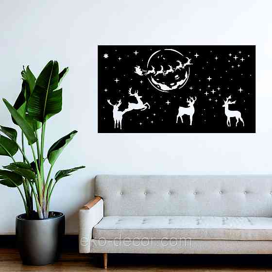 Декоративное настенное Панно «Новый год» Декор на стену 70*38 см, Черный Киев