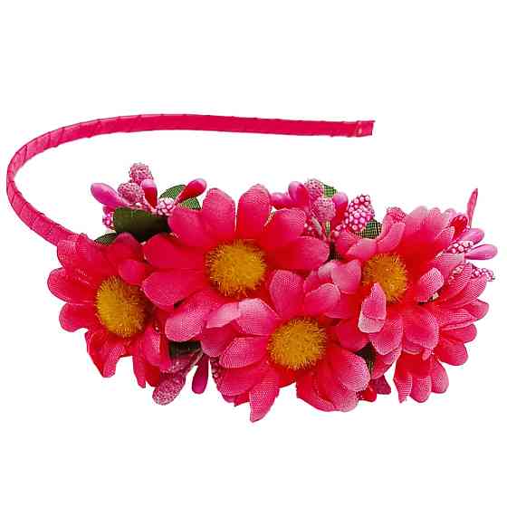 Обруч для волосся "Букет ромашок" 0206-327-1 рожевий Вінниця