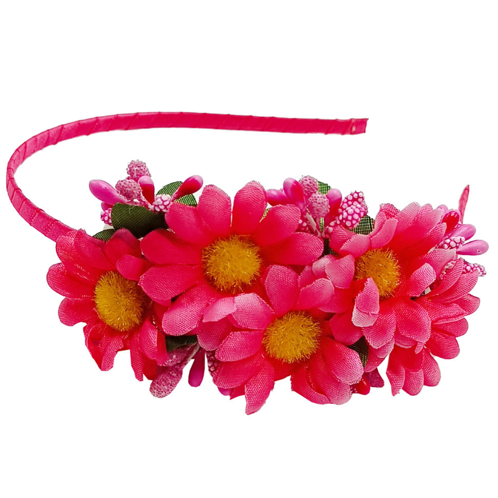 Обруч для волосся "Букет ромашок" 0206-327-1 рожевий Вінниця - фото 1