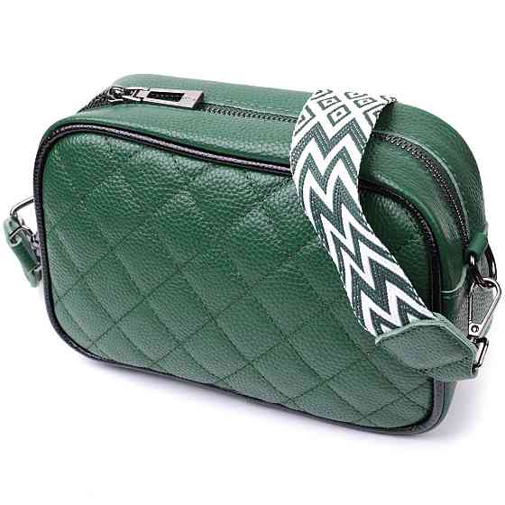 Сумка через плечо на одно отделение из натуральной кожи Vintage 22384 Зеленая Киев