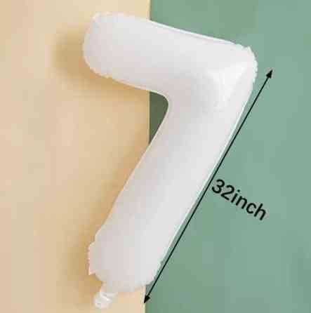 Шарик цифра 7 праздничная 32 дюйма белый Киев