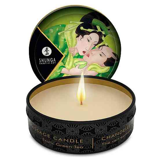 Массажная свеча Shunga Mini Massage Candle - Exotic Green Tea (30 мл) с афродизиаками Sex Aura Киев