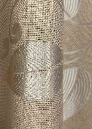 Шторна тканина льон рогожка "Листя" колір бежевий 1693ш Київ