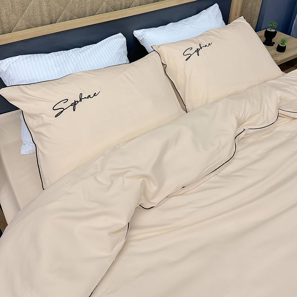 Комплект постільної білизни Сатин, Двоспальний 180х220 Айворі (88-147) Київ - фото 1