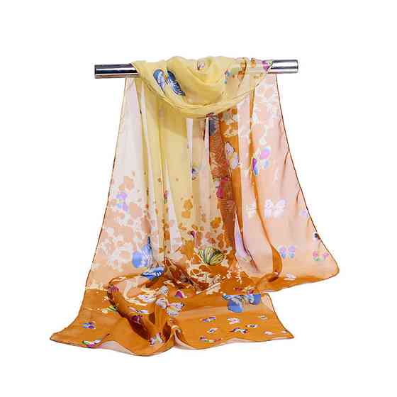 Шифоновый шарф с принтом бабочек для женщин 145 на 48 см разноцветный Киев