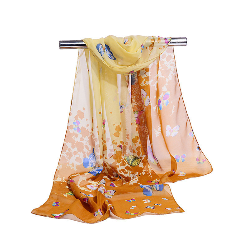 Шифоновый шарф с принтом бабочек для женщин 145 на 48 см разноцветный Киев - изображение 3