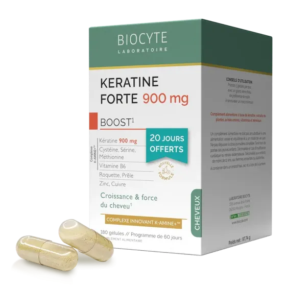 Biocyte KERATINE FORTE 900MG BOOST PACK K-Amine Укрепляет и помогает отрастить длинные волосы, 180 капсул Днепр