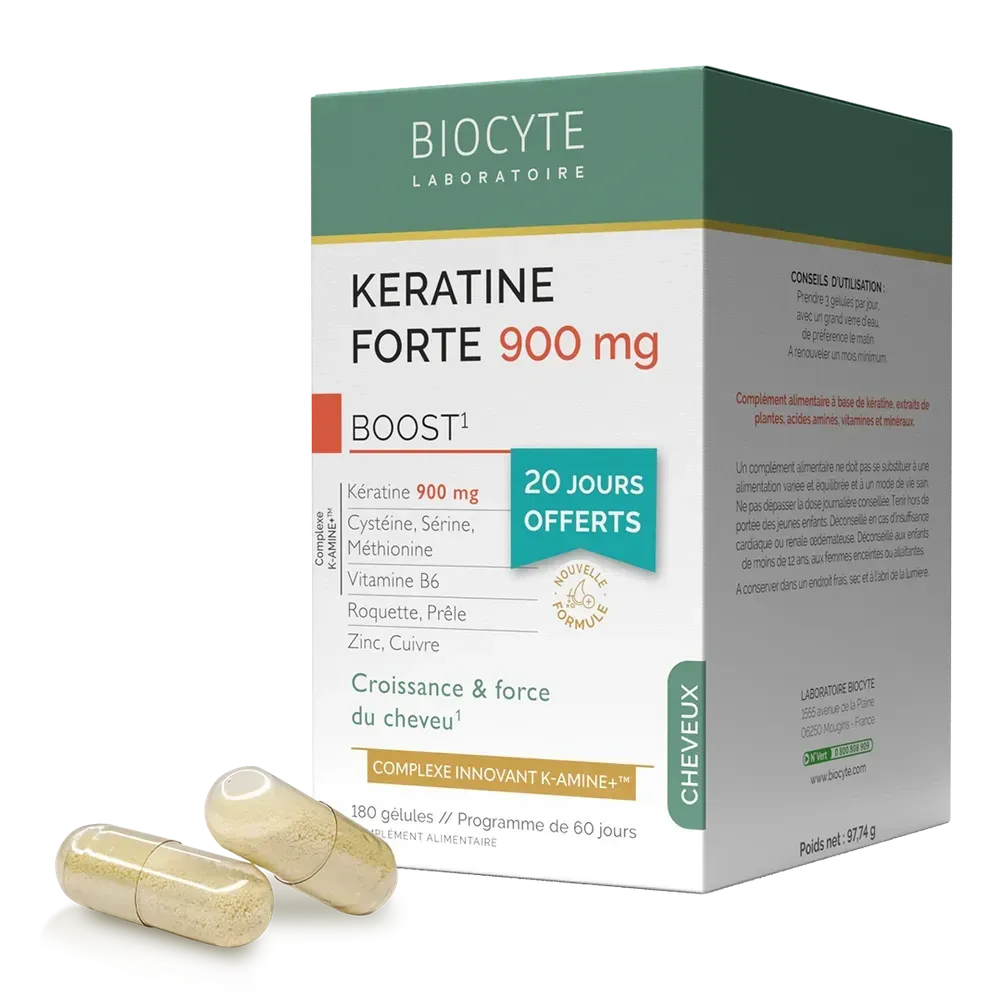 Biocyte KERATINE FORTE 900MG BOOST PACK K-Amine Зміцнює та допомагає відростити довге волосся, 180 капсул Дніпро - фото 1