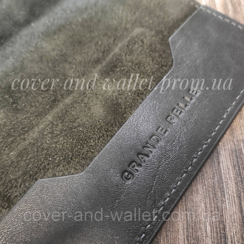 Солідна шкіряна обкладинка на паспорт чорного кольору Grande Pelle Київ - фото 5