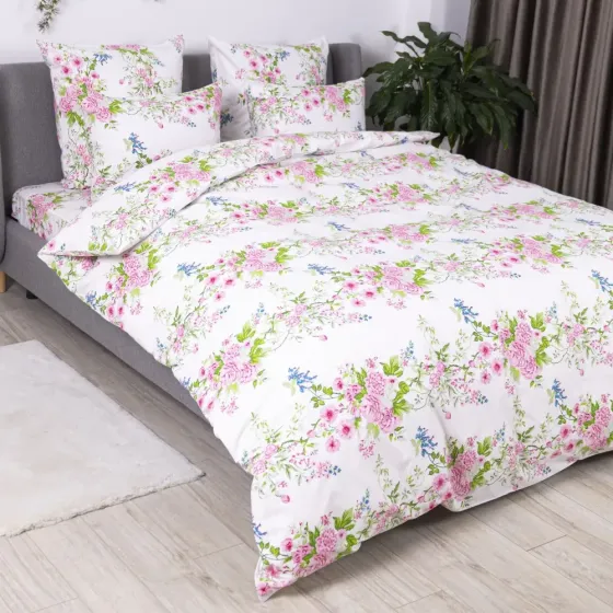 Постільна білизна полуторна бязь ТЕП SOFT DREAMS постіль полуторка квіти рожевий Одеса