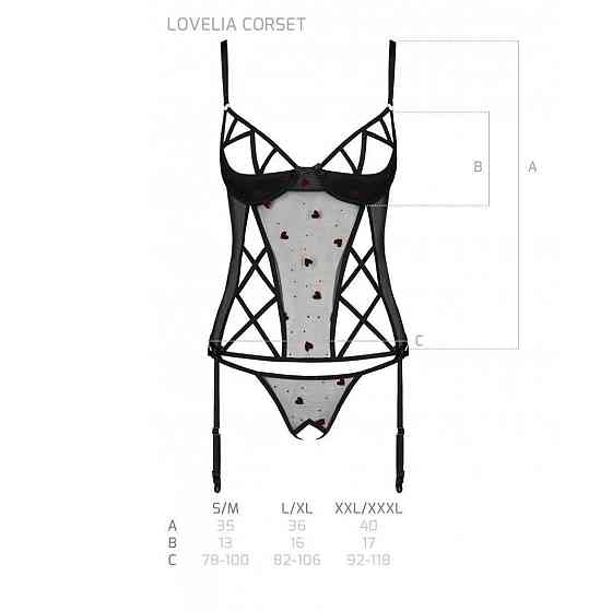 Корсет с подвязками, стринги Passion LOVELIA CORSET S/M, black Sex Aura Киев