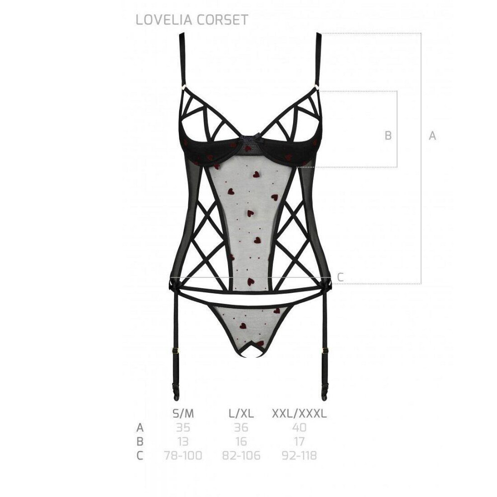 Корсет з підв'язками, стрінги Passion LOVELIA CORSET S/M, black Sex Aura Київ - фото 6