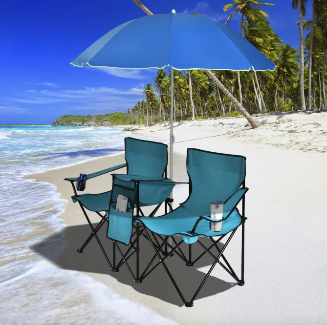 Комплект розкладних стільців Costway Parma з парасолькою бірюзовий Киев - изображение 2