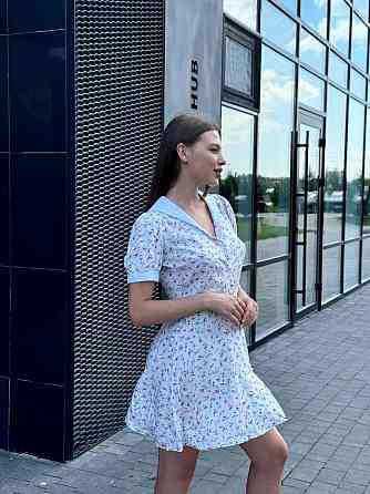 Жіноча міні-сукня з штапелю Рожеві квіти XS-S Харків