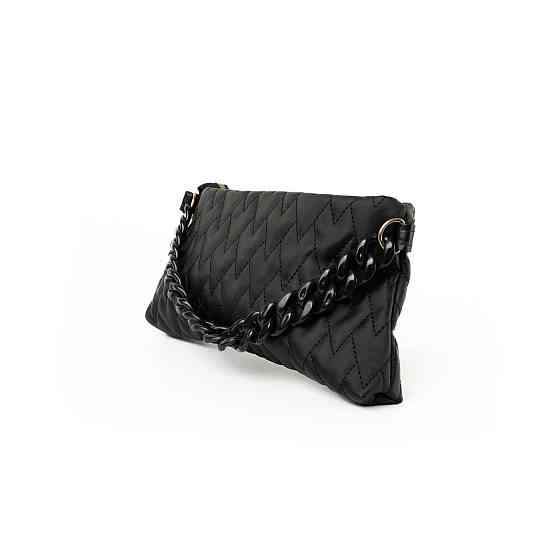 Сумка женская стильная, качественная красивая стеганая сумочка с ручкой-цепочкой, женский клатч, Черный Каменец-Подольский