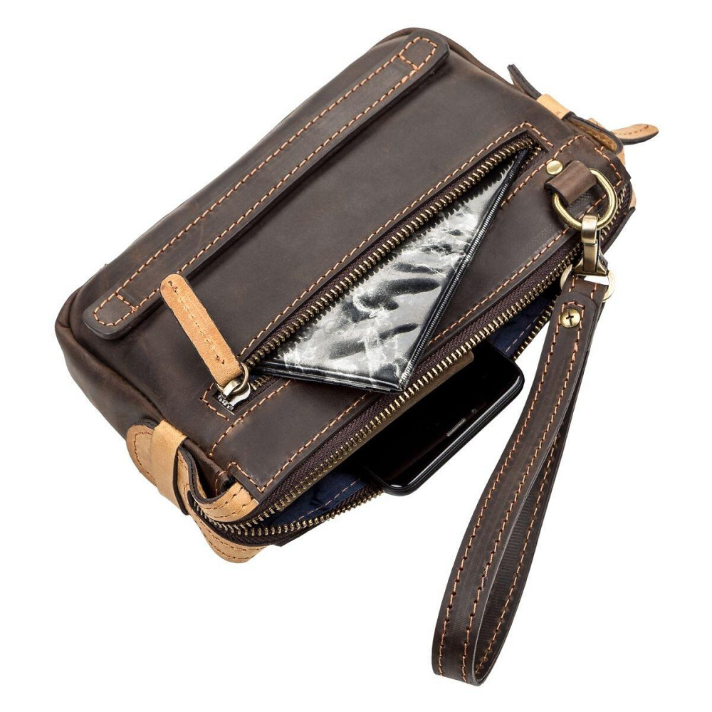 Мужской клатч кожаный Коричневый (SHVIGEL) Киев - изображение 12