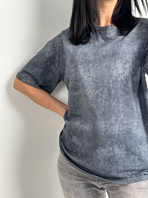 Базова футболка тай-дай "Simple" (Турція) оптом | Батал 50-52, Графіт Київ - фото 4