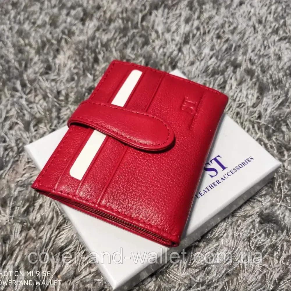 Маленький женский кошелек визитница картхолдер красного цвета ST Leather 004 Киев - изображение 1