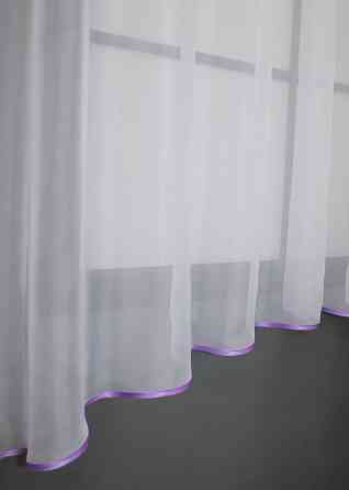 Кухонная тюль арка с ламбрекеном VR-Textil № 025к белый с сиреневым 280х170 см (52-0861) Киев