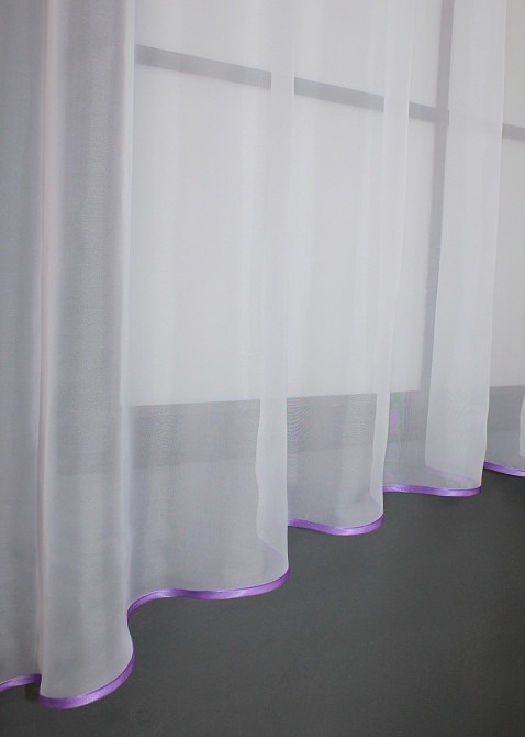 Кухонная тюль арка с ламбрекеном VR-Textil № 025к белый с сиреневым 280х170 см (52-0861) Киев - изображение 5