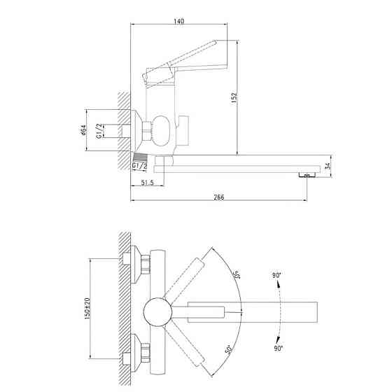 Смеситель для ванной Zerix LOR3-124 ZX5975 Харьков
