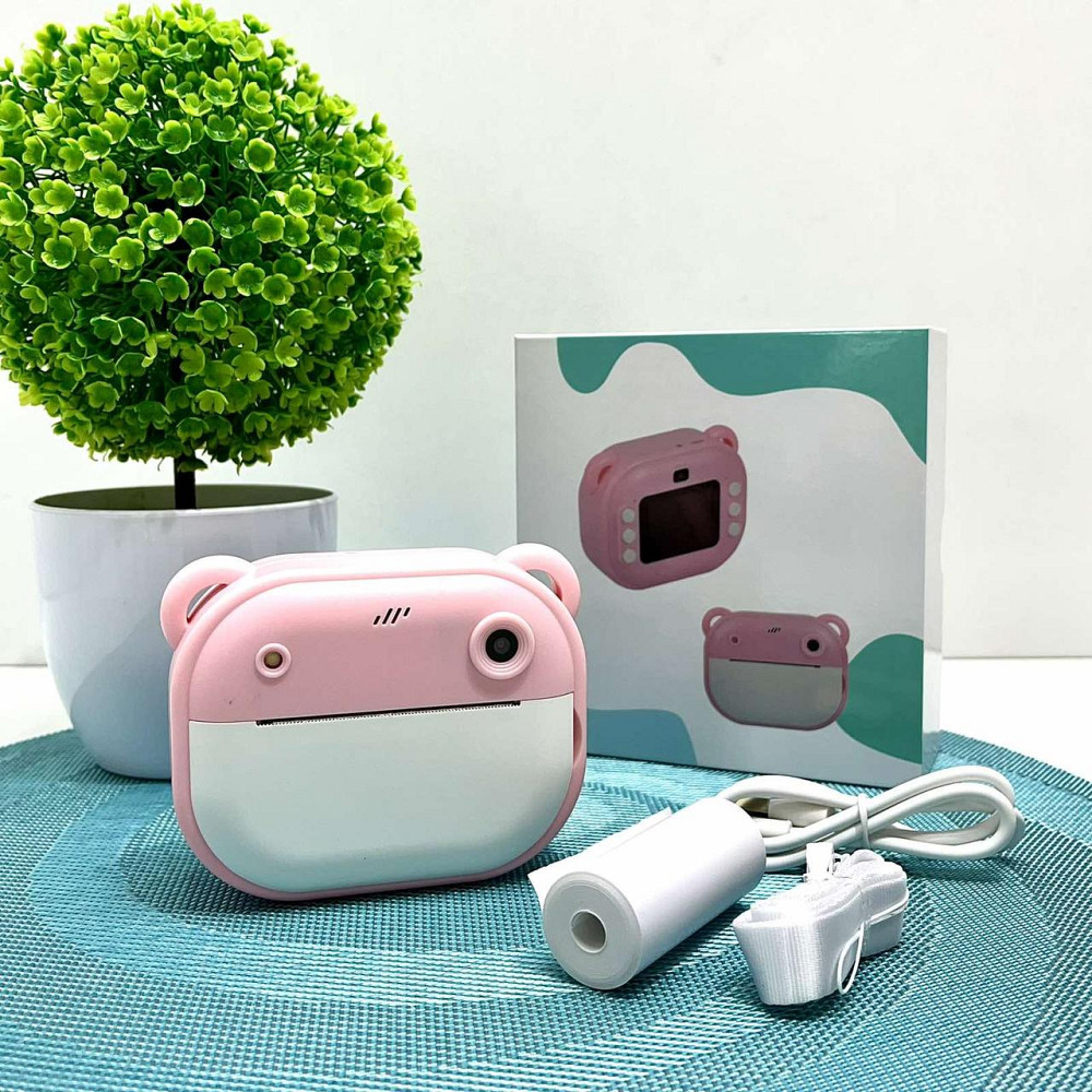 Фотоапарат-принтер фронтальна камера чб друк USB-кабель 2 рулони термопаперу звук фото відео ігри SD роз'єм Рожевий (C 66631) Чернігів - фото 1