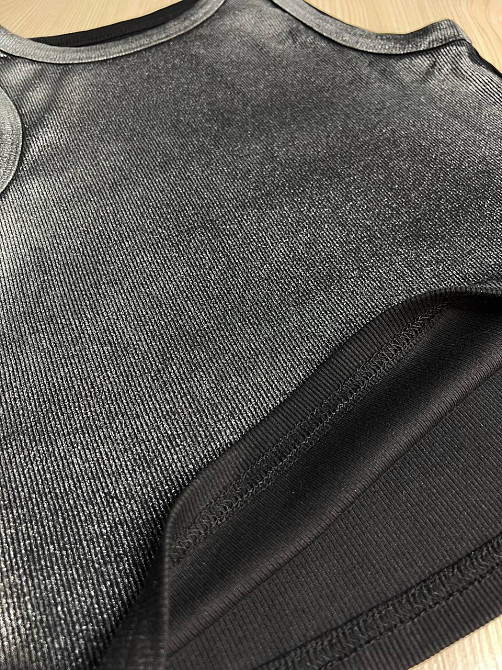 Майка женская A-N 332 в рубчик с эффектом серебристого напыления, черный, one size Киев - изображение 19