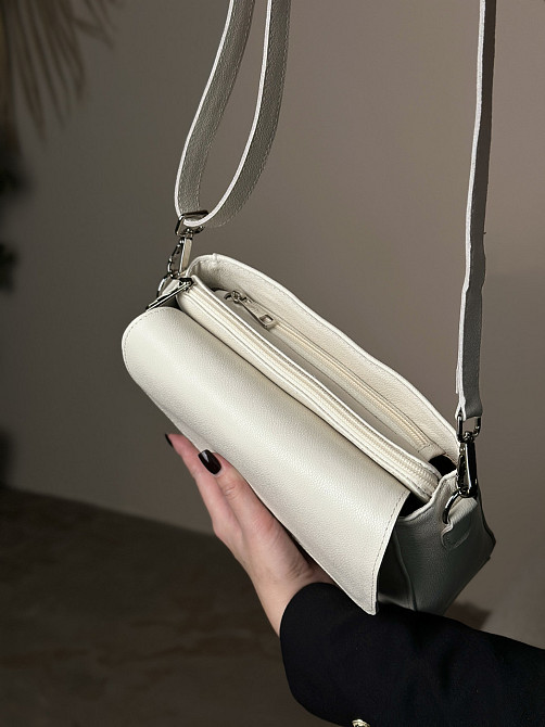 Жіноча сумочка, стильна сумка з натуральної шкіри, маленька бежова сумка клачMasterSem Київ - фото 5