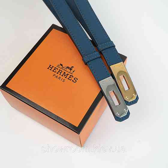 Жіночий ремінь шкіряний Hermes Гермес (280-2) синій Київ