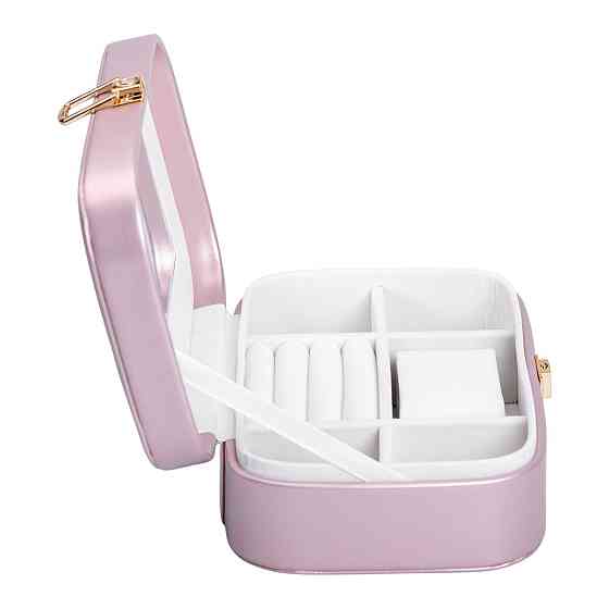 Yiwu Скринька для прикрас з еко шкіри 20×14×7 см із дзеркалом органайзер для ювелірних виробів Коломыя