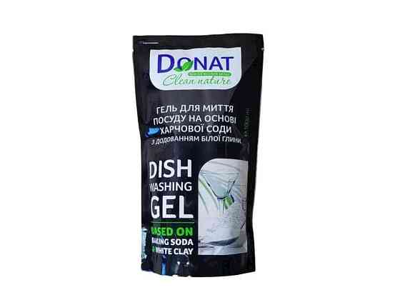 Гель для миття посуду 1л Харчова сода з Білою глиною дой-пак Clean Nature ТМ DONAT Київ