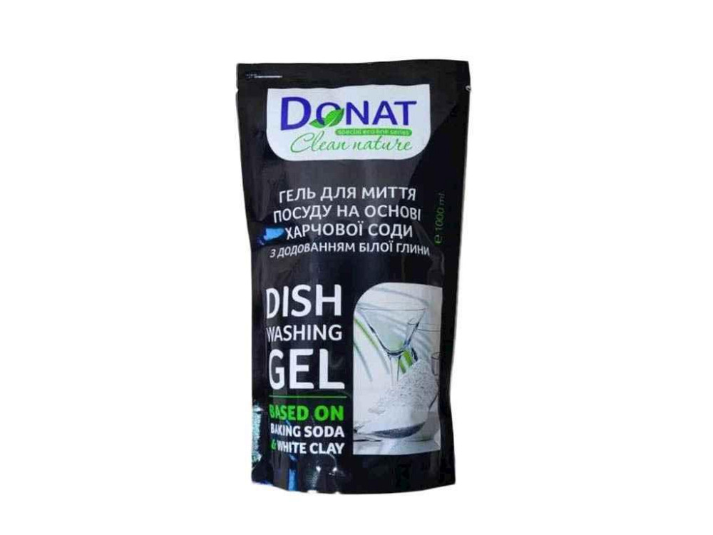 Гель для миття посуду 1л Харчова сода з Білою глиною дой-пак Clean Nature ТМ DONAT Київ - фото 1