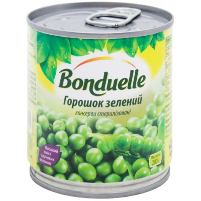 Овочева консервація Bonduelle Горошок зелений консервований 200 г (3083680538404) Вінниця - фото 1