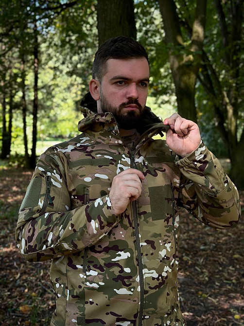 Військова демісезонна куртка Soft Shell мультикам, чоловіча тактична куртка весна осінь Львів - фото 9