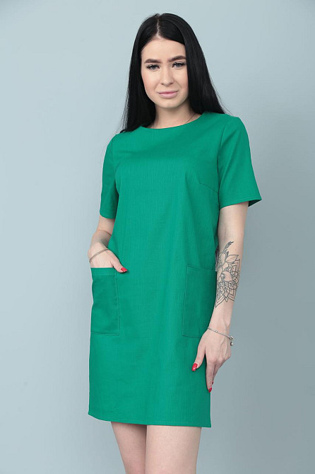 Літня сукня з кишенями "Tiffany" оптом Зелений, 42-44 Київ - фото 2