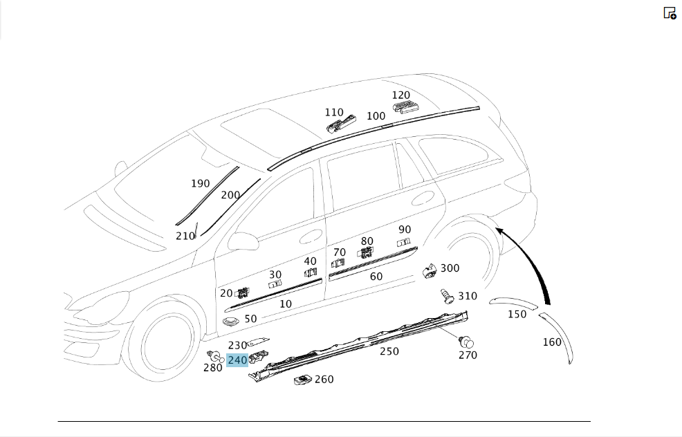 Mercedes-Benz  A2516900021 Кріплення зовнішньої накладки порогу спереду R-class short W251 R-class long V251 Одеса - фото 2