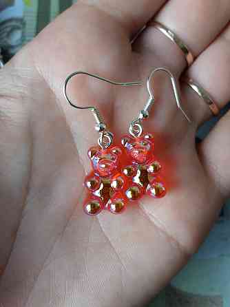 Сережки мишки, красные с напылением - размер мишки 1,7см, смола Киев