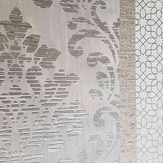 Шпалери флізелінові еко Galerie Metallic FX 0,53Х10 англійські вензелі завитки сріблясті структурних на сірому Київ